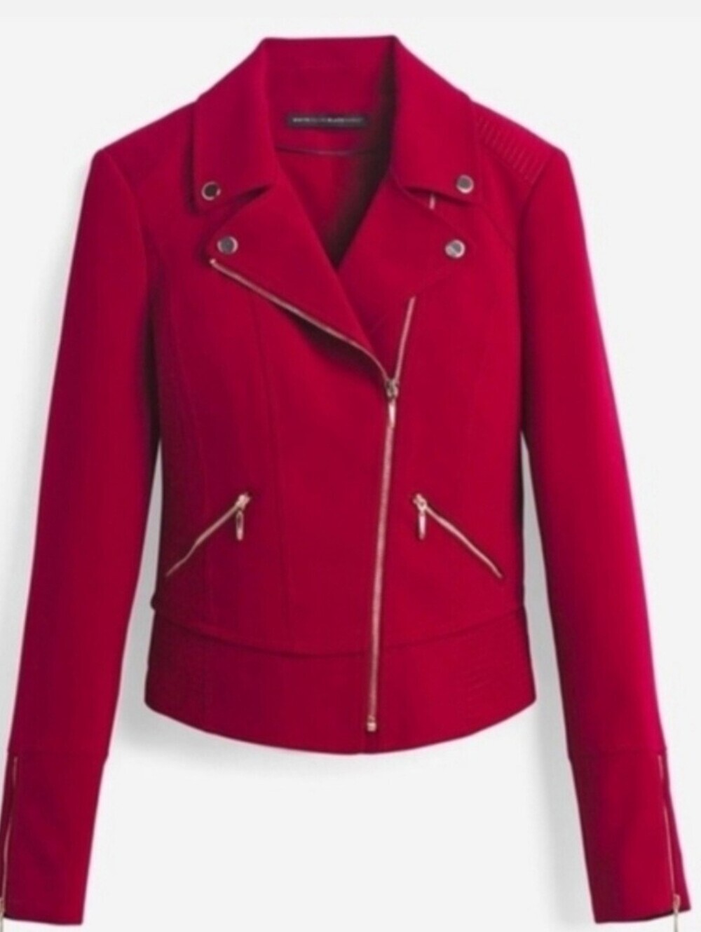 White House Black Market Red Moto-Style Zip Jacket size 0